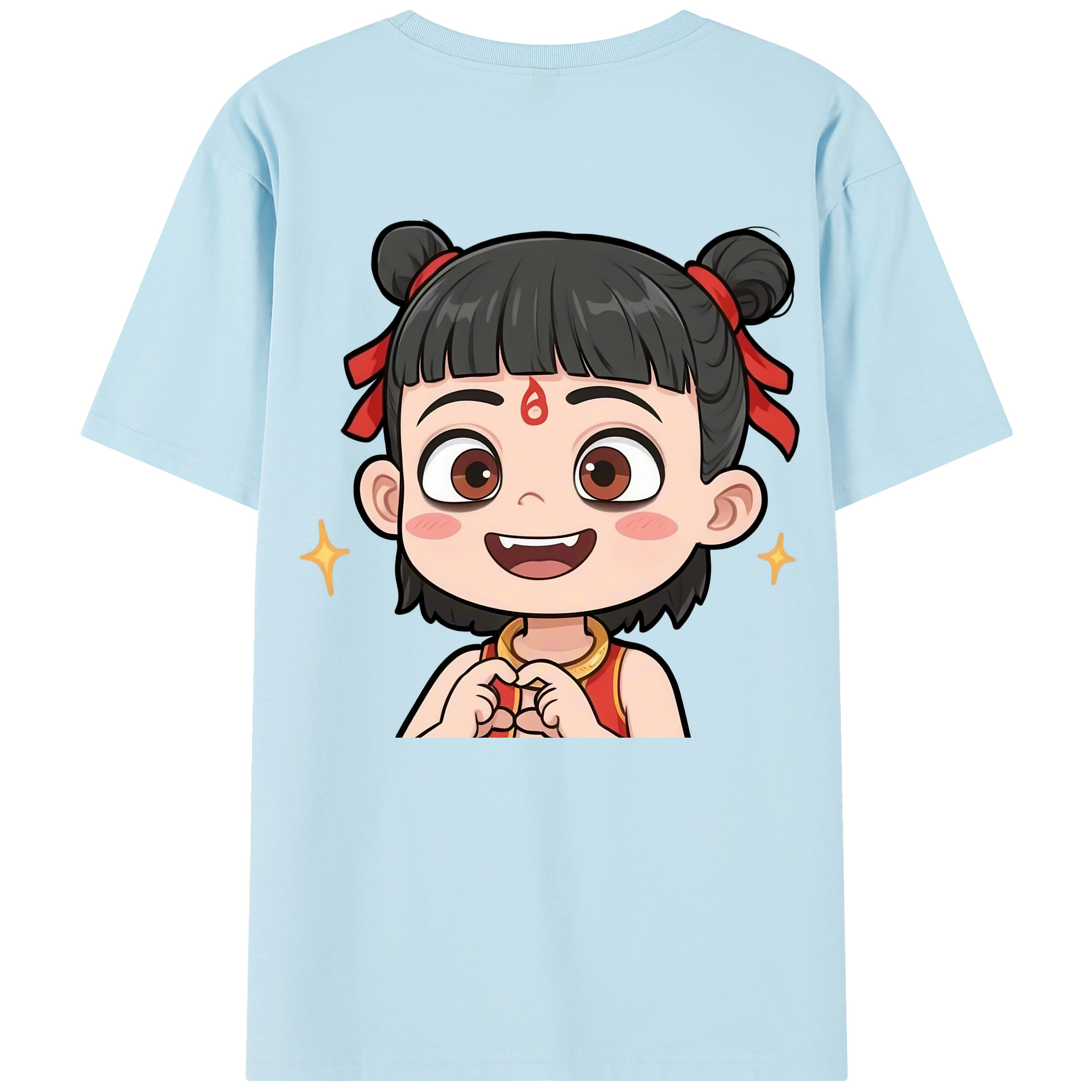（画像用） Ne Zha 2 ナタ 魔童の大暴れ 綿100％半袖Tシャツ（背面プリント）